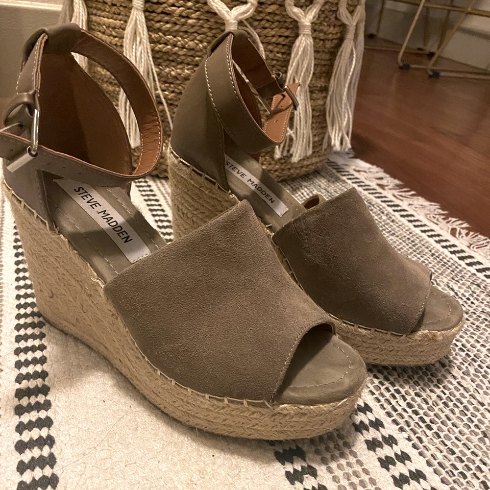 Steve Madden mixed media espadrille wedges